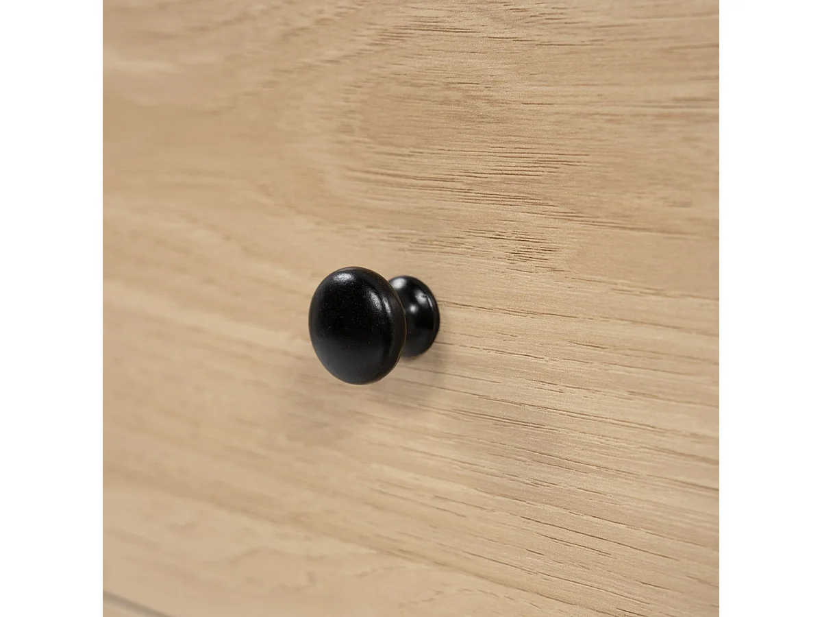 Commode 3 tiroirs effet Chêne et Travertin 80 cm - Juna