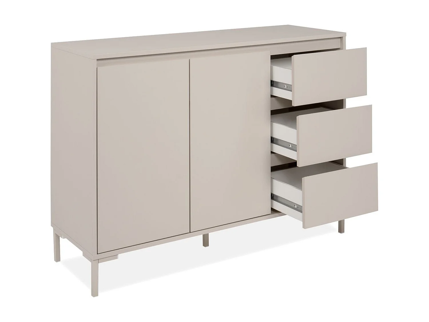 Buffet 2 portes 3 tiroirs beige 120 cm - Ronda