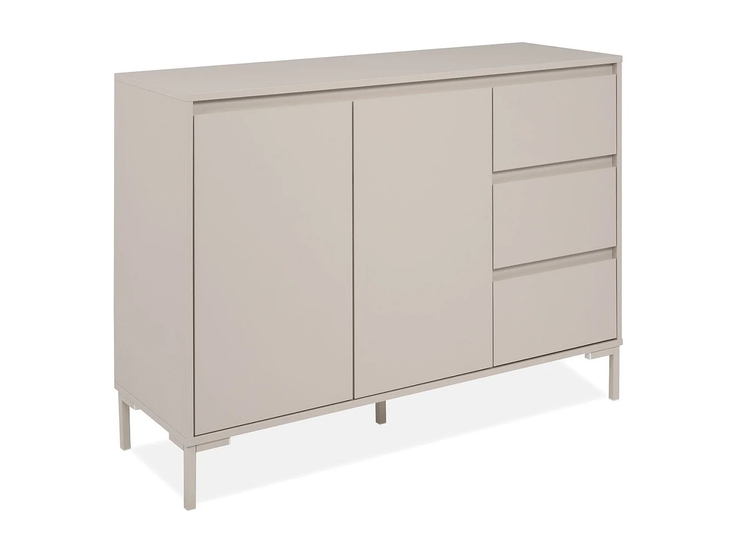Buffet 2 portes 3 tiroirs beige 120 cm - Ronda