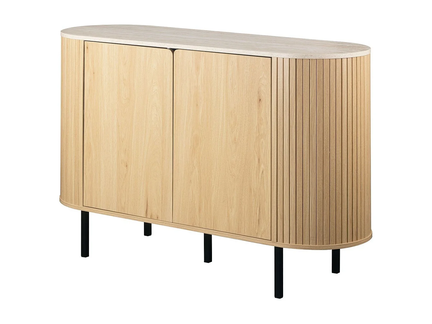 Buffet 2 portes effet Chêne et Travertin 120 cm - Juna