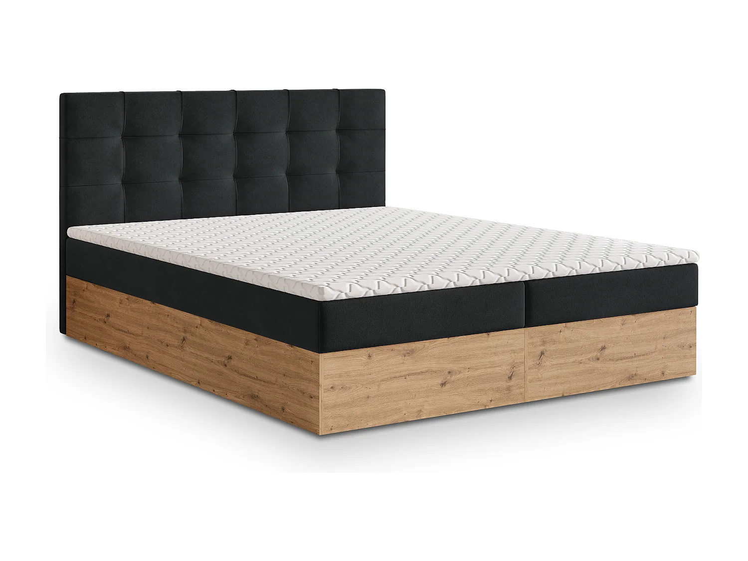Boxspringbed MOLVEN 140x200 cm Set met hoofdbord, bedbodem en matras, Zwart