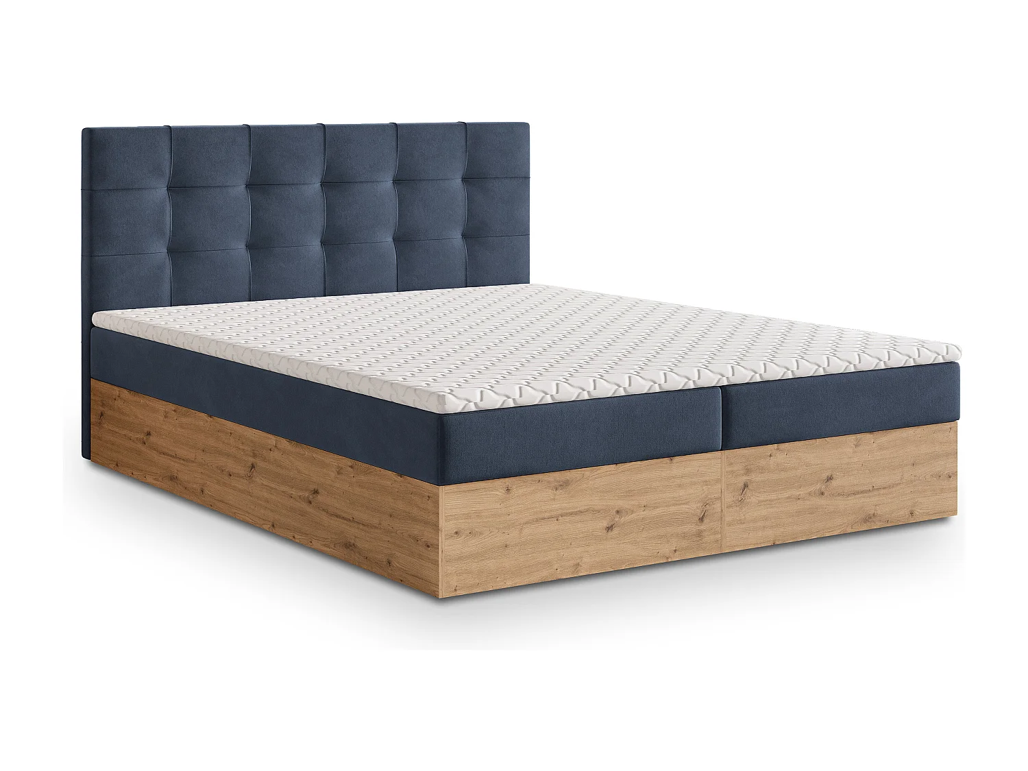 Boxspringbed MOLVEN 140x200 cm Set met hoofdbord, bedbodem en matras, Blauw