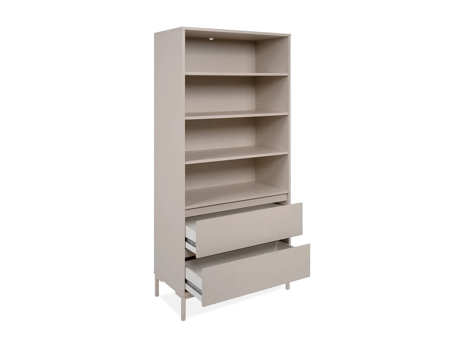 Bibliothèque 2 tiroirs 4 niches beige 78 cm - Ronda