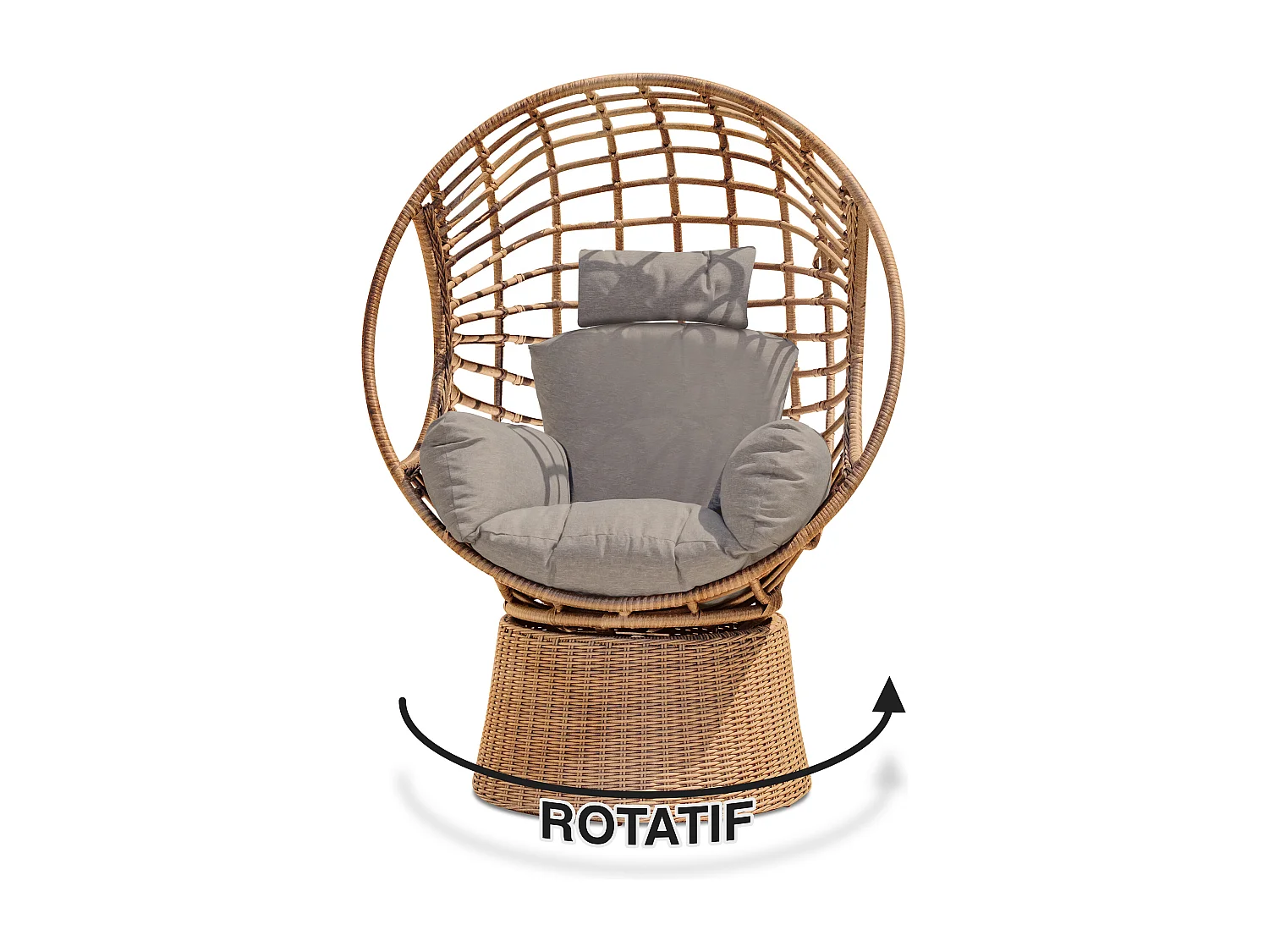 Balancelle de Jardin en Résine Tressée "Borabora" 153cm Marron