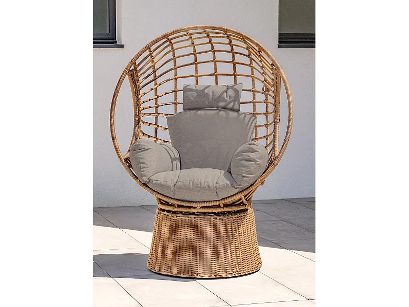 Balancelle de Jardin en Résine Tressée "Borabora" 153cm Marron