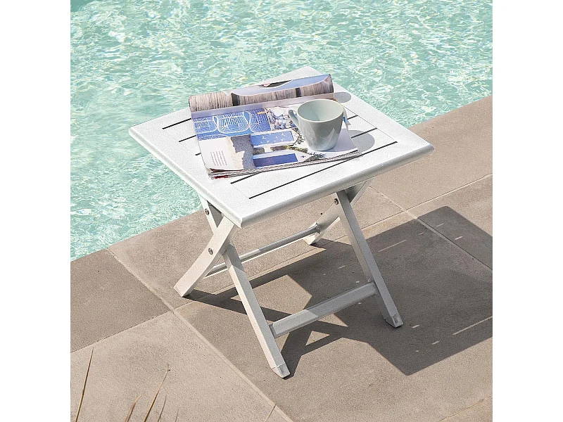 Table d'Appoint de Jardin Pliante "Marius" 43cm Blanc