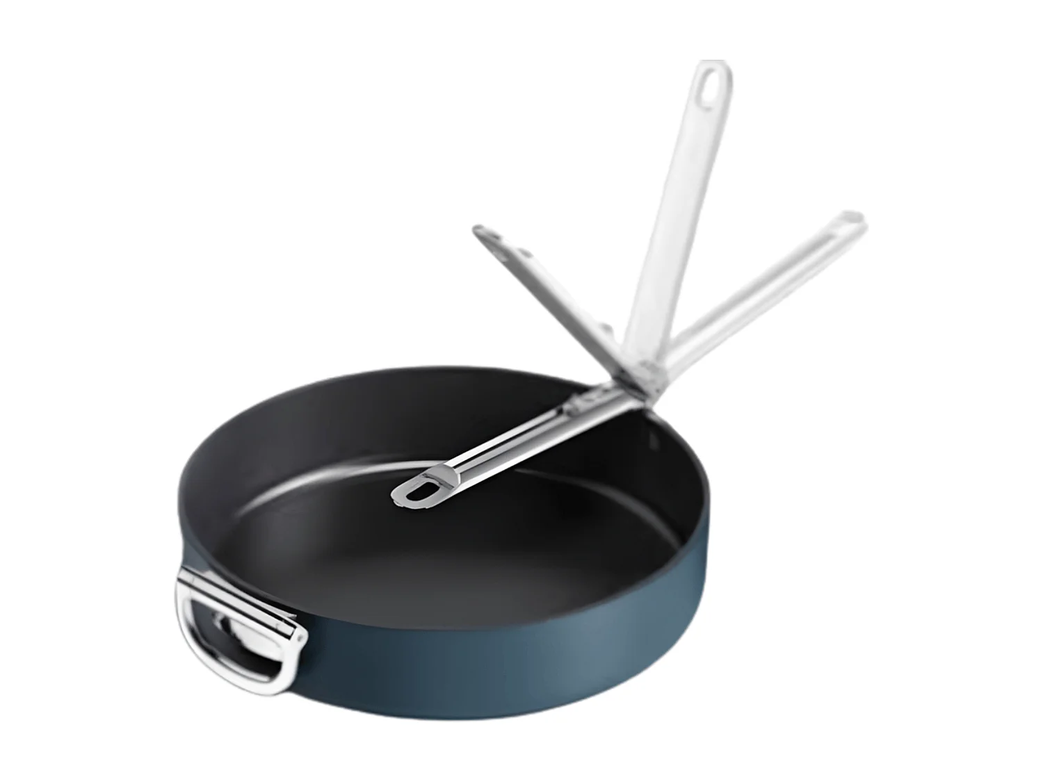 Poêle antiadhésive Joseph Joseph Space 30 cm (12"), manche pliable inox, compatible induction et four jusqu’à 232°C.