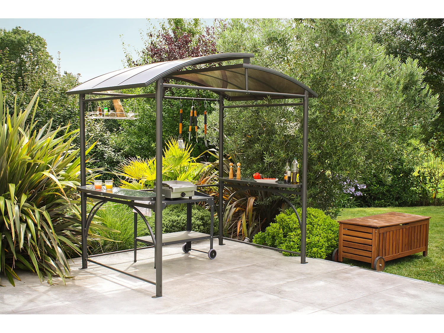 Abri Barbecue "Toit Aéré" 240cm Gris Anthracite