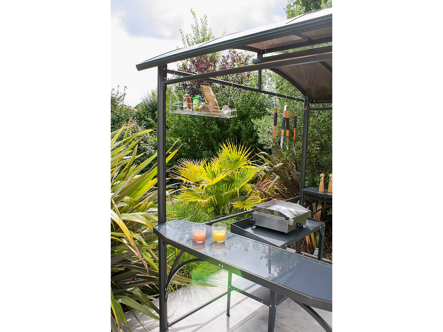 Abri Barbecue "Toit Aéré" 240cm Gris Anthracite