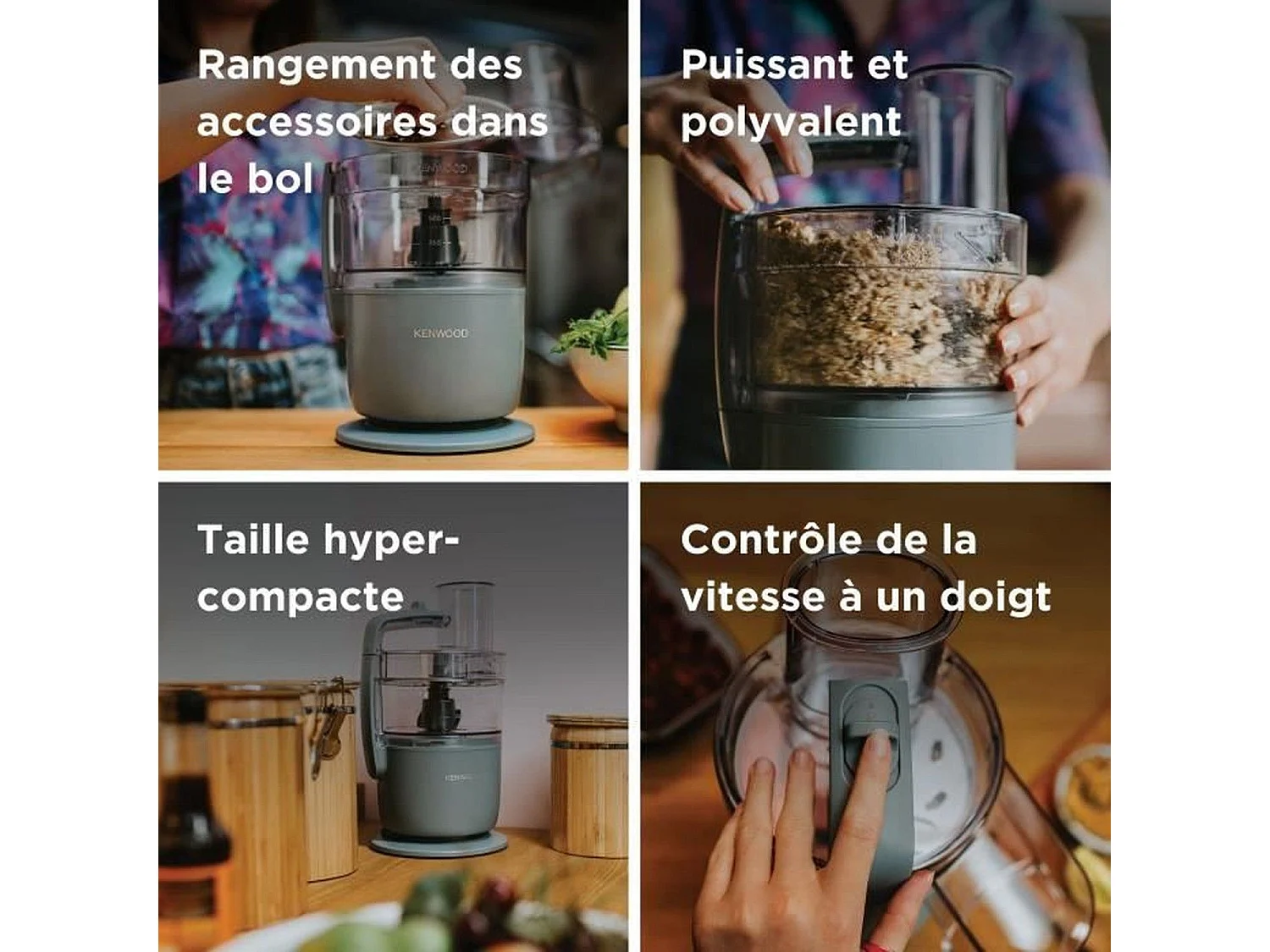 KENWOOD multifunctionele robot FDP22.000GY 650W Kom 1,3L 1 snelheid + Pulse Grijs Blauw Compact