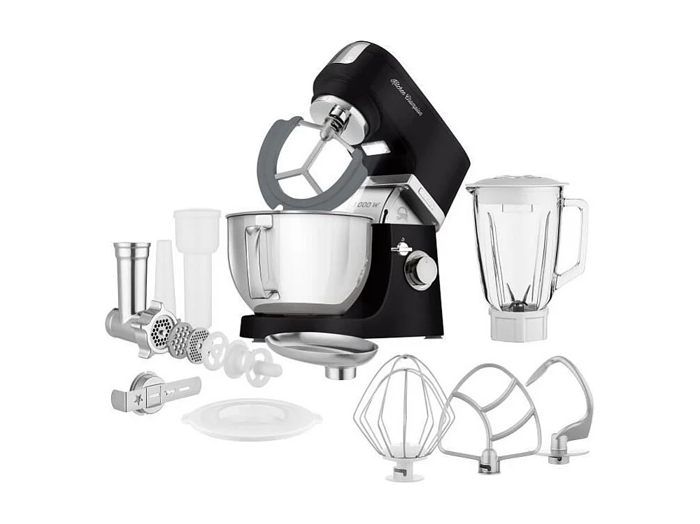 Multifunktions-Küchenmaschine SENCOR STM 6359BK 1000W Schwarz mit Edelstahlschüssel 4,5L, 8 Geschwindigkeiten und kompletten Zubehör