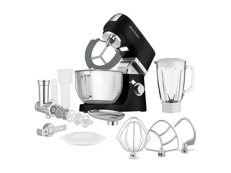 Multifunktions-Küchenmaschine SENCOR STM 6359BK 1000W Schwarz mit Edelstahlschüssel 4,5L, 8 Geschwindigkeiten und kompletten Zubehör
