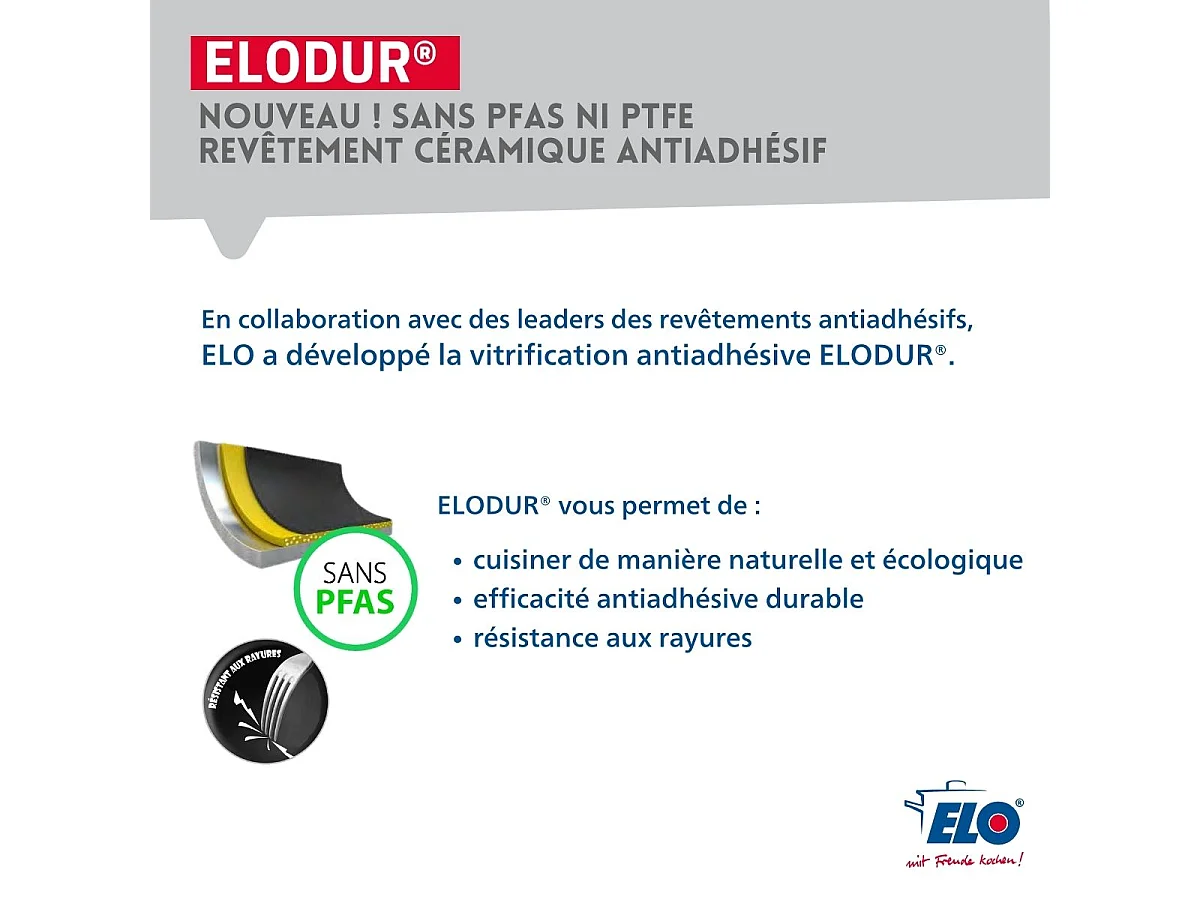 Set aus 3 Edelstahlpfannen 18/10 ELODUR® ohne PFAS Ø24-28-32 cm mit Glasdeckeln – Für alle Herdarten, Induktion, Kapselboden Eco