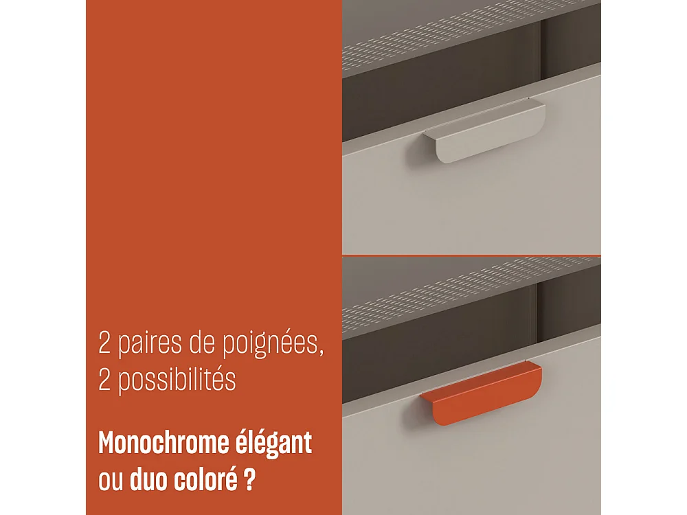 Adel - Meuble à chaussures 3 portes en métal H120cm - Beige