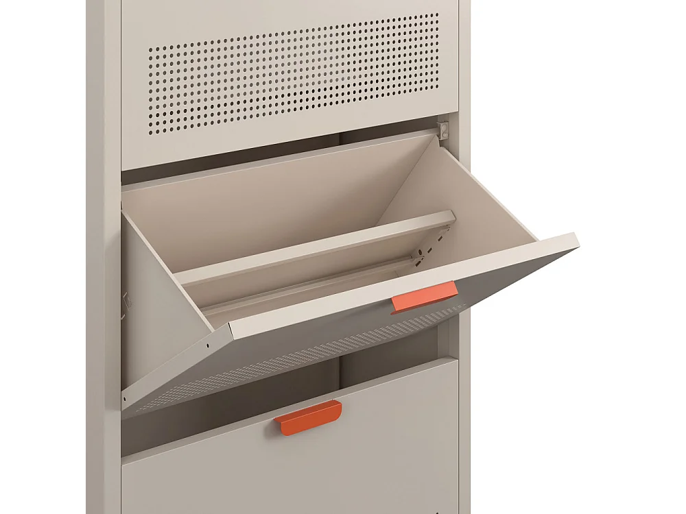 Adel - Meuble à chaussures 3 portes en métal H120cm - Beige