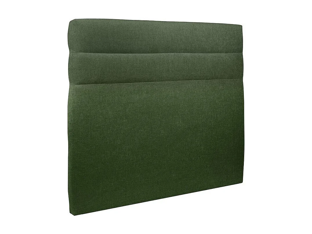 Lit 200x200cm avec tête de lit lignes tissu et double sommier tapissier vert - Hauteur totale : 35cm
