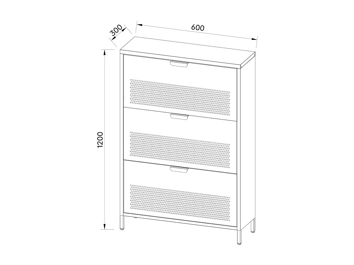 Adel - Meuble à chaussures 3 portes en métal H120cm - Terracotta