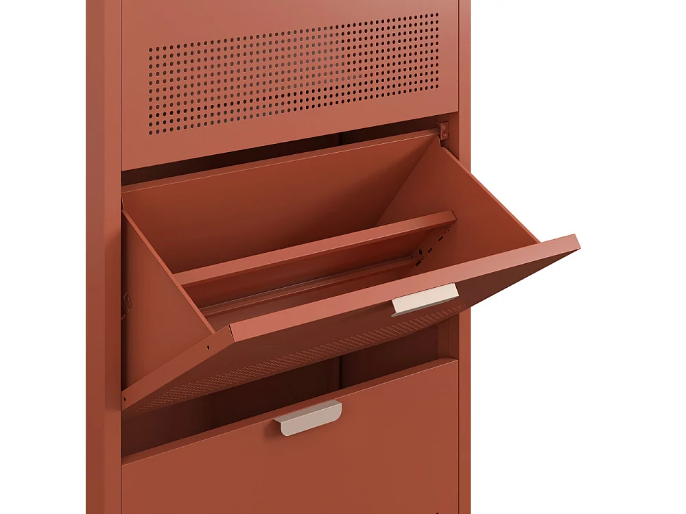 Adel - Meuble à chaussures 3 portes en métal H120cm - Terracotta