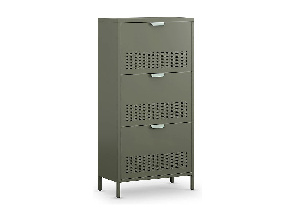 Adel - Meuble à chaussures 3 portes en métal H120cm - Vert