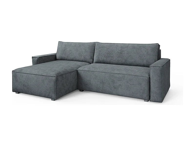 Hoekbank BESMIR van fluweel met slaapfunctie Grau