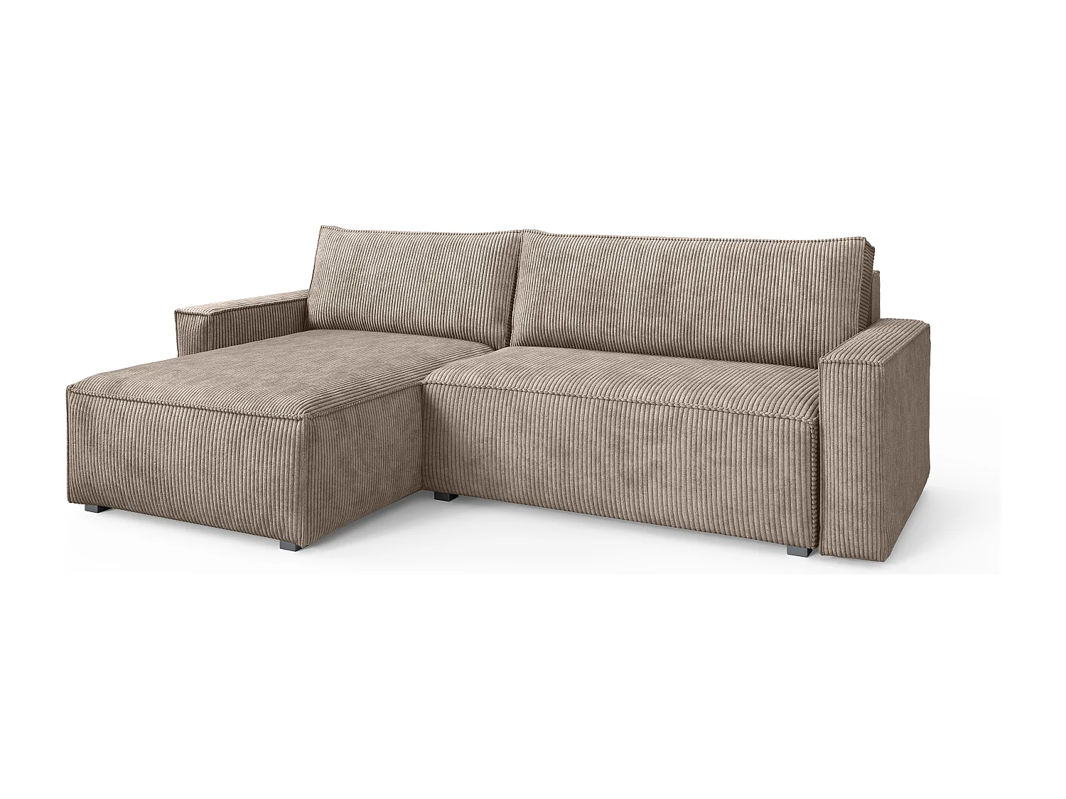 Hoekbank BESMIR van fluweel met slaapfunctie Beige