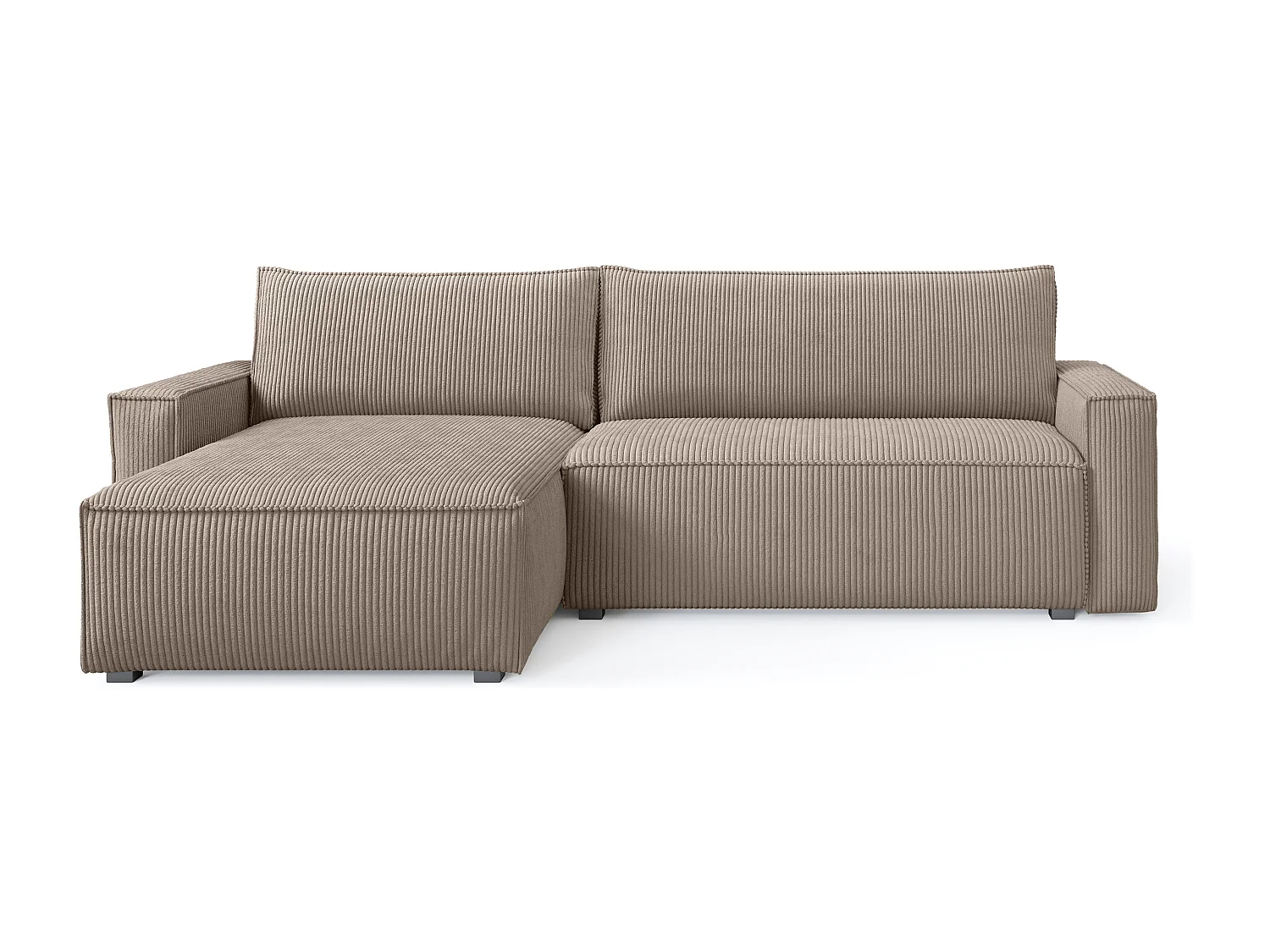 Hoekbank BESMIR van fluweel met slaapfunctie Beige