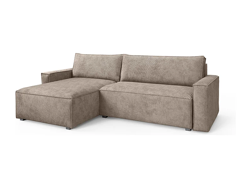 Hoekbank BESMIR van fluweel met slaapfunctie Beige