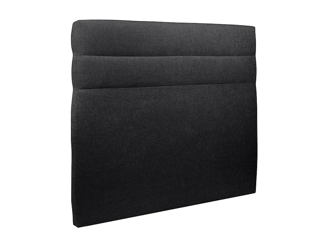Lit 200x200cm avec tête de lit lignes tissu et double sommier tapissier noir - Hauteur totale : 35cm