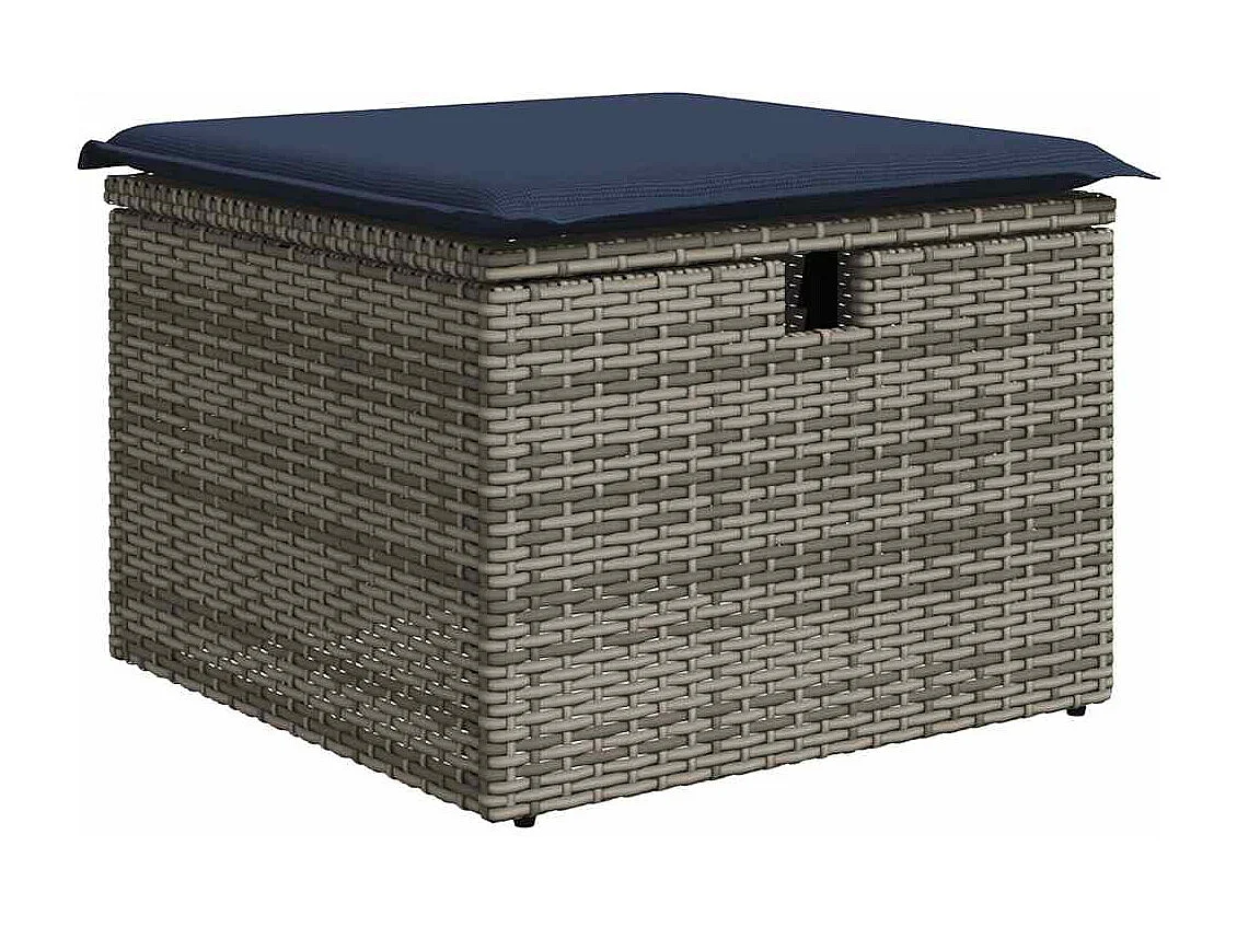 Set de sofás de jardín 7 piezas con cojines ratán sintético gris