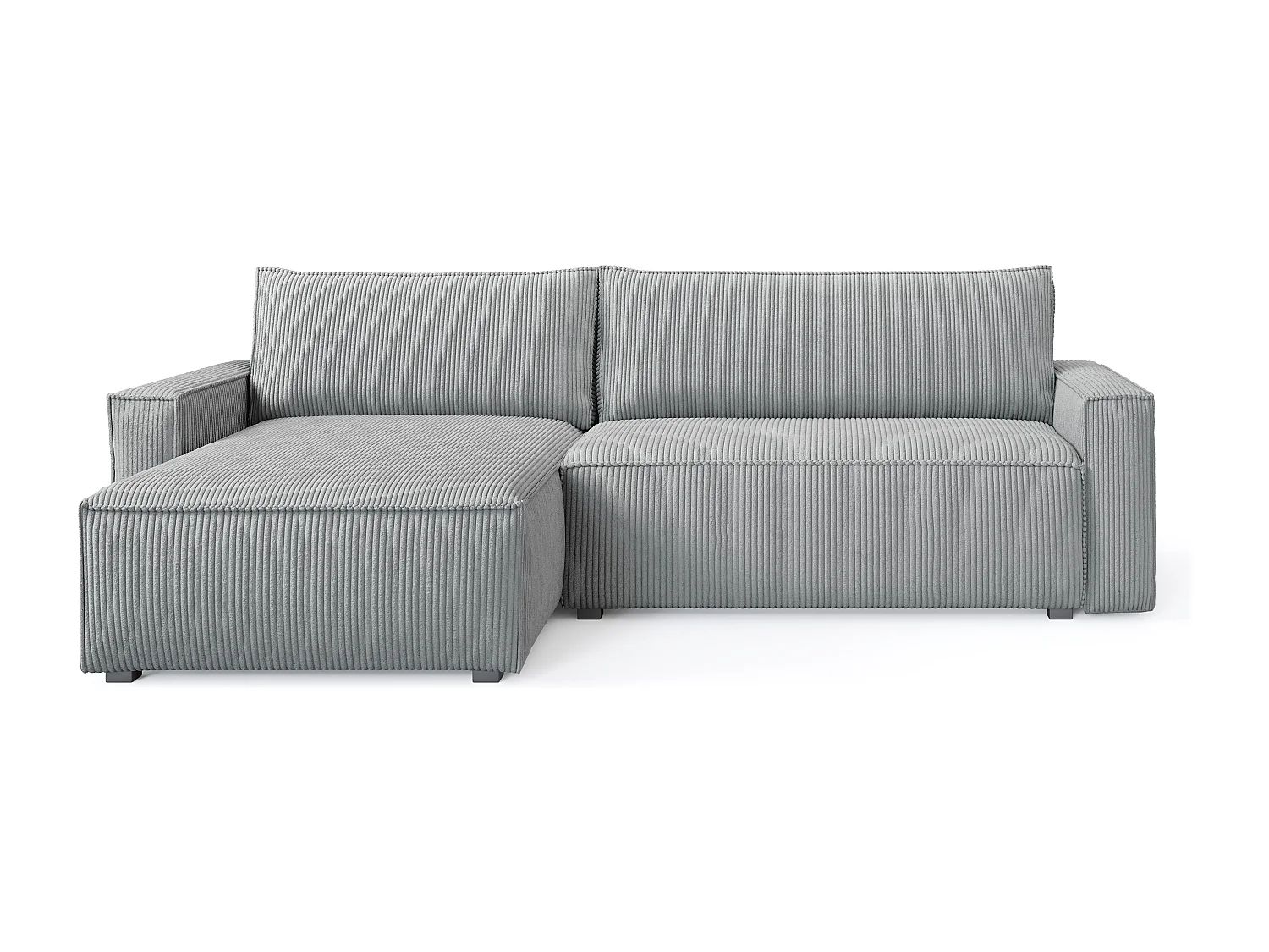 Hoekbank BESMIR van fluweel met slaapfunctie Hellgrau