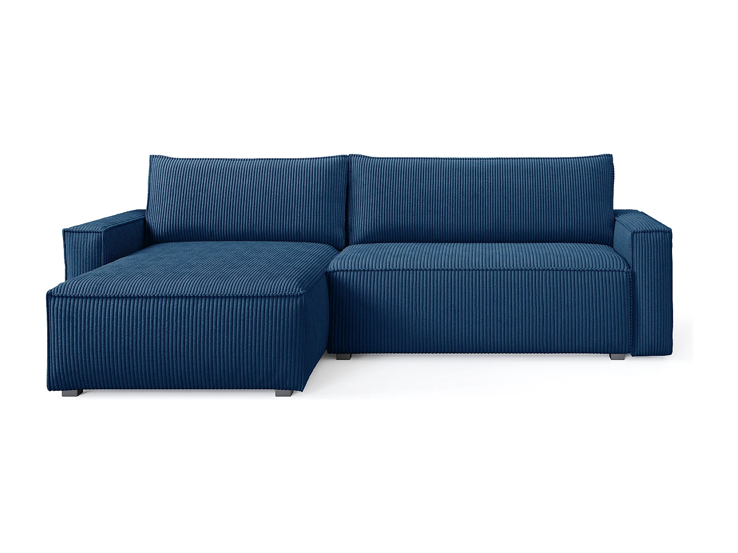 Hoekbank BESMIR van fluweel met slaapfunctie Blau