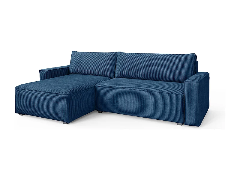 Hoekbank BESMIR van fluweel met slaapfunctie Blau