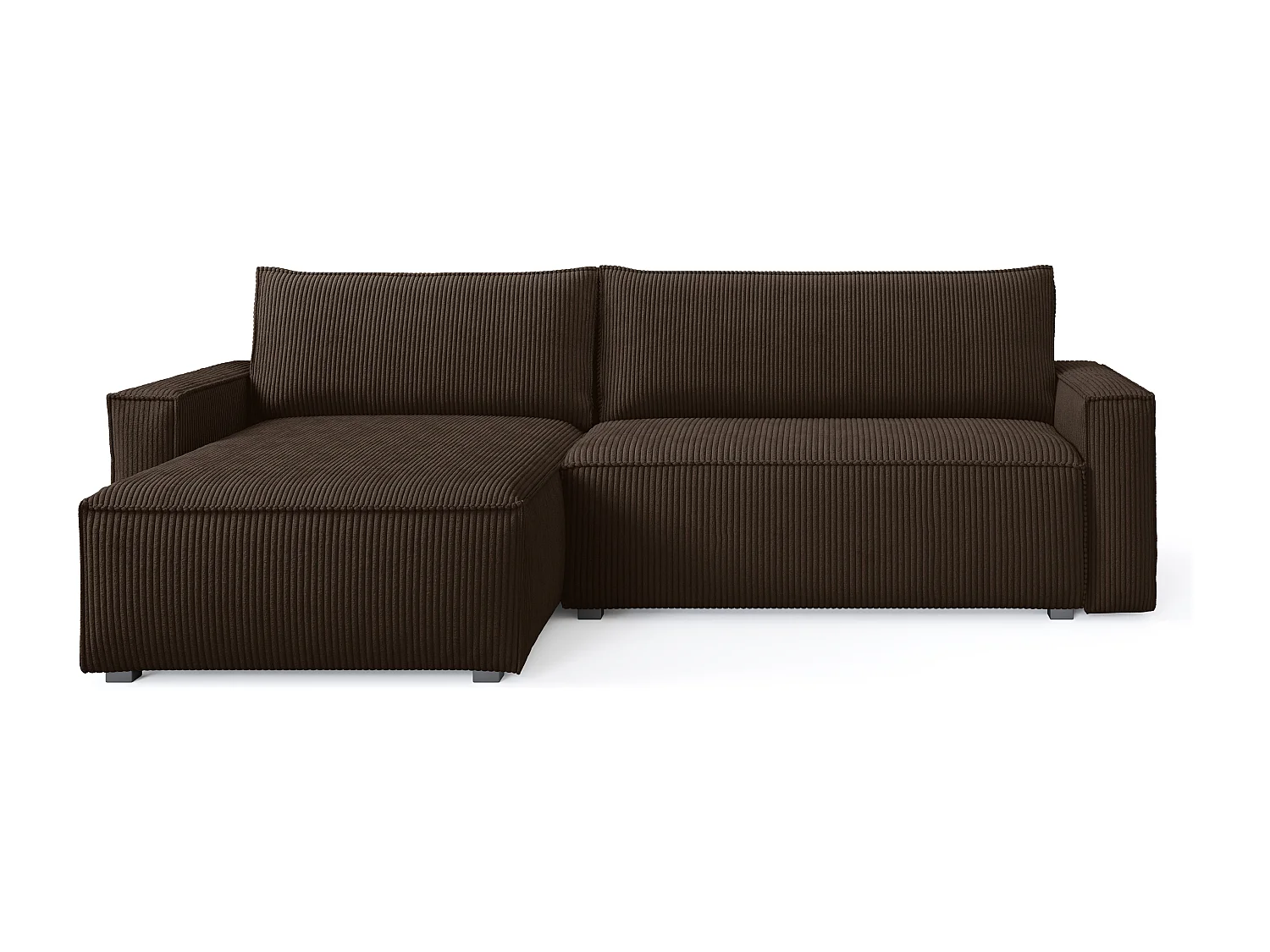 Hoekbank BESMIR van fluweel met slaapfunctie Braun
