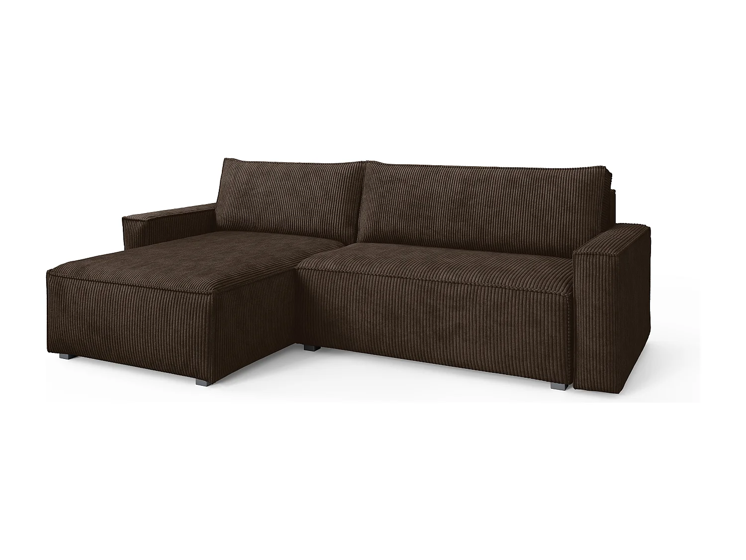 Canapé d'angle BESMIR Marron en velours côtelé avec fonction de couchage