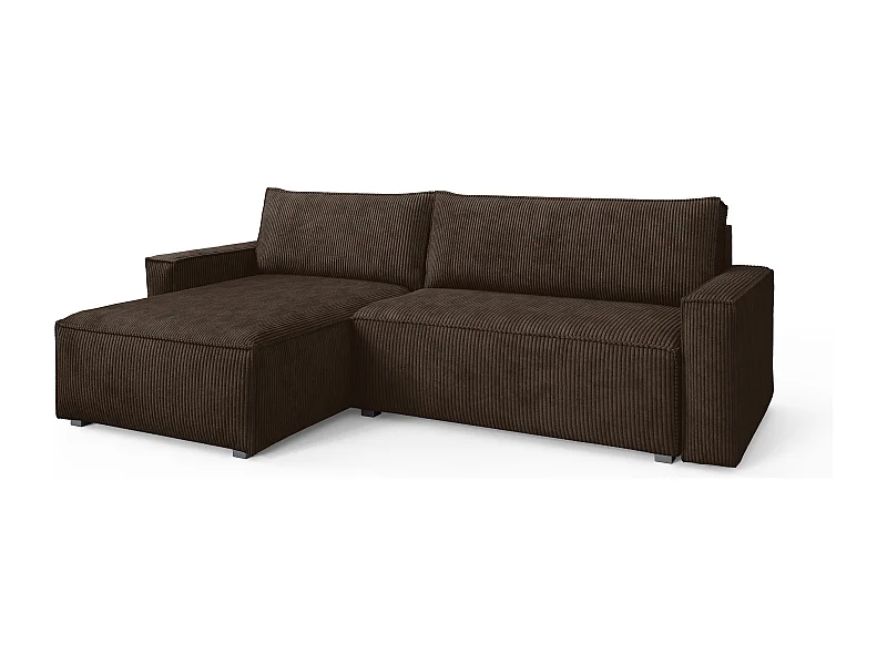 Hoekbank BESMIR van fluweel met slaapfunctie Braun