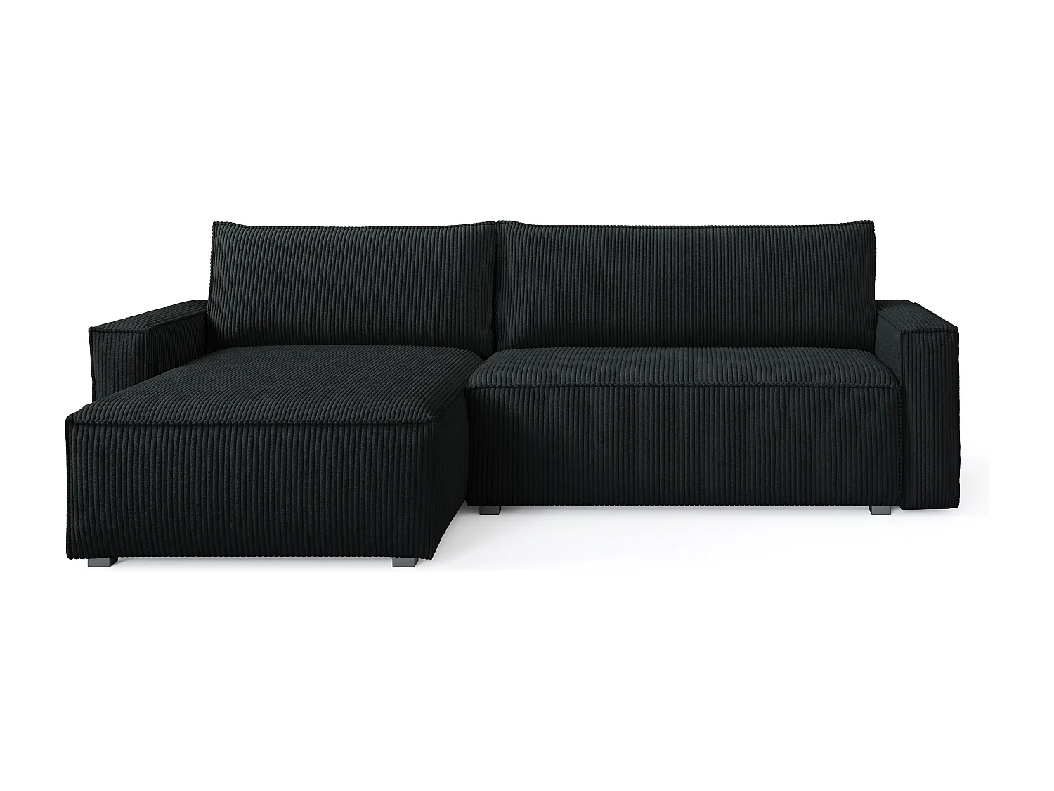 Hoekbank BESMIR van fluweel met slaapfunctie Schwarz
