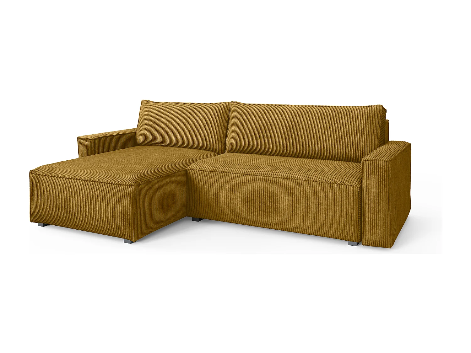 Canapé d'angle BESMIR Jaune en velours côtelé avec fonction de couchage