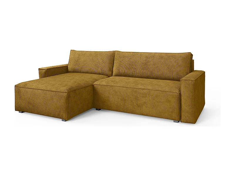 Hoekbank BESMIR van fluweel met slaapfunctie Gelb