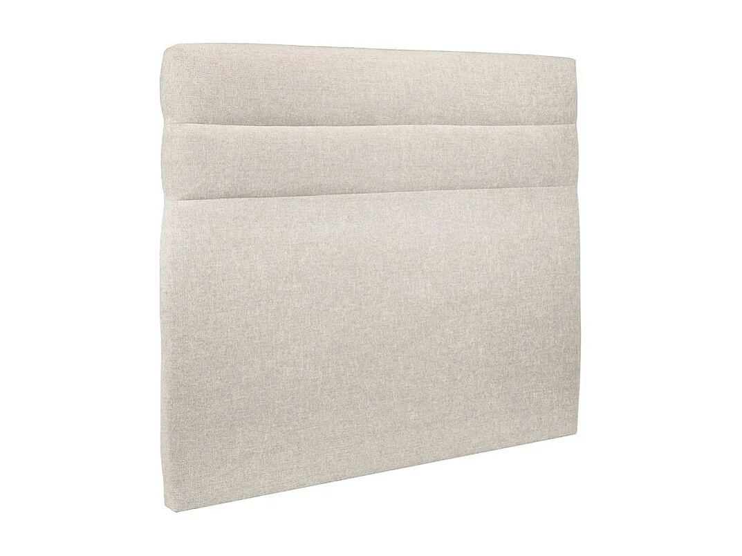 Lit 200x200cm avec tête de lit lignes tissu et double sommier tapissier Beige clair - Hauteur totale : 35cm