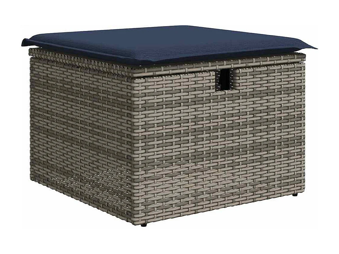 Set de muebles de jardín 6 piezas y cojines ratán sintético gris