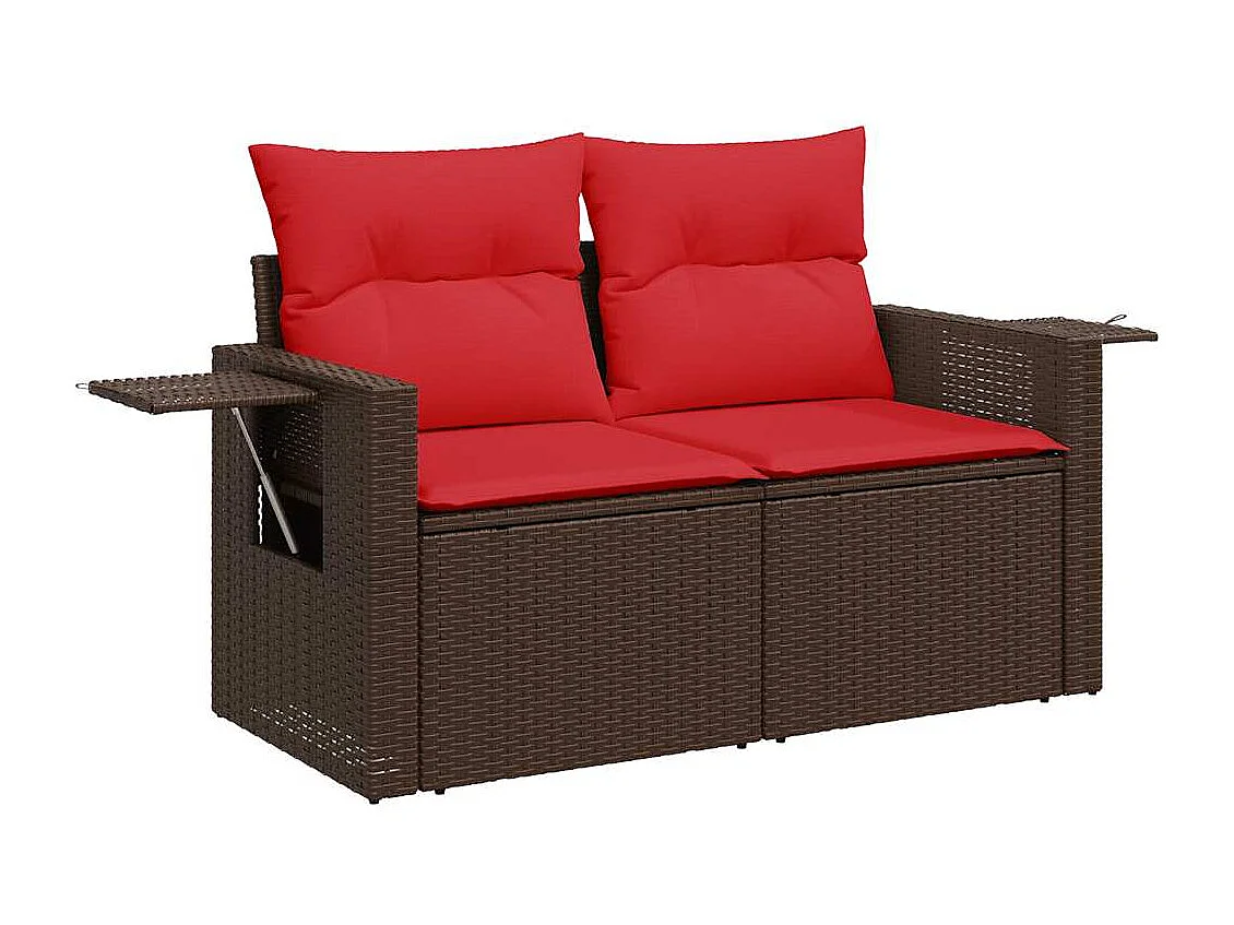 Set sofás jardín y cojines 6 piezas ratán sintético marrón