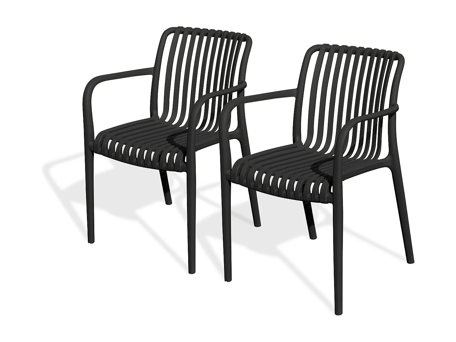 Lotto di 2 poltrone da giardino impilabili in polipropilene