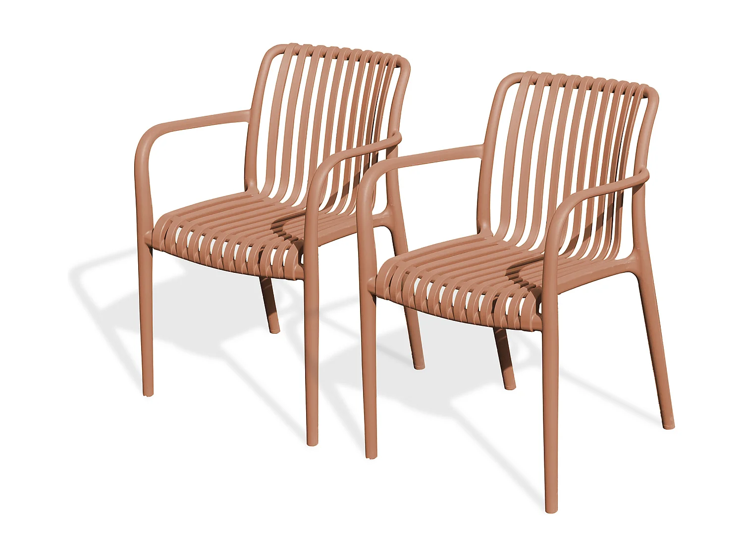 Lotto di 2 poltrone da giardino impilabili polipropilene