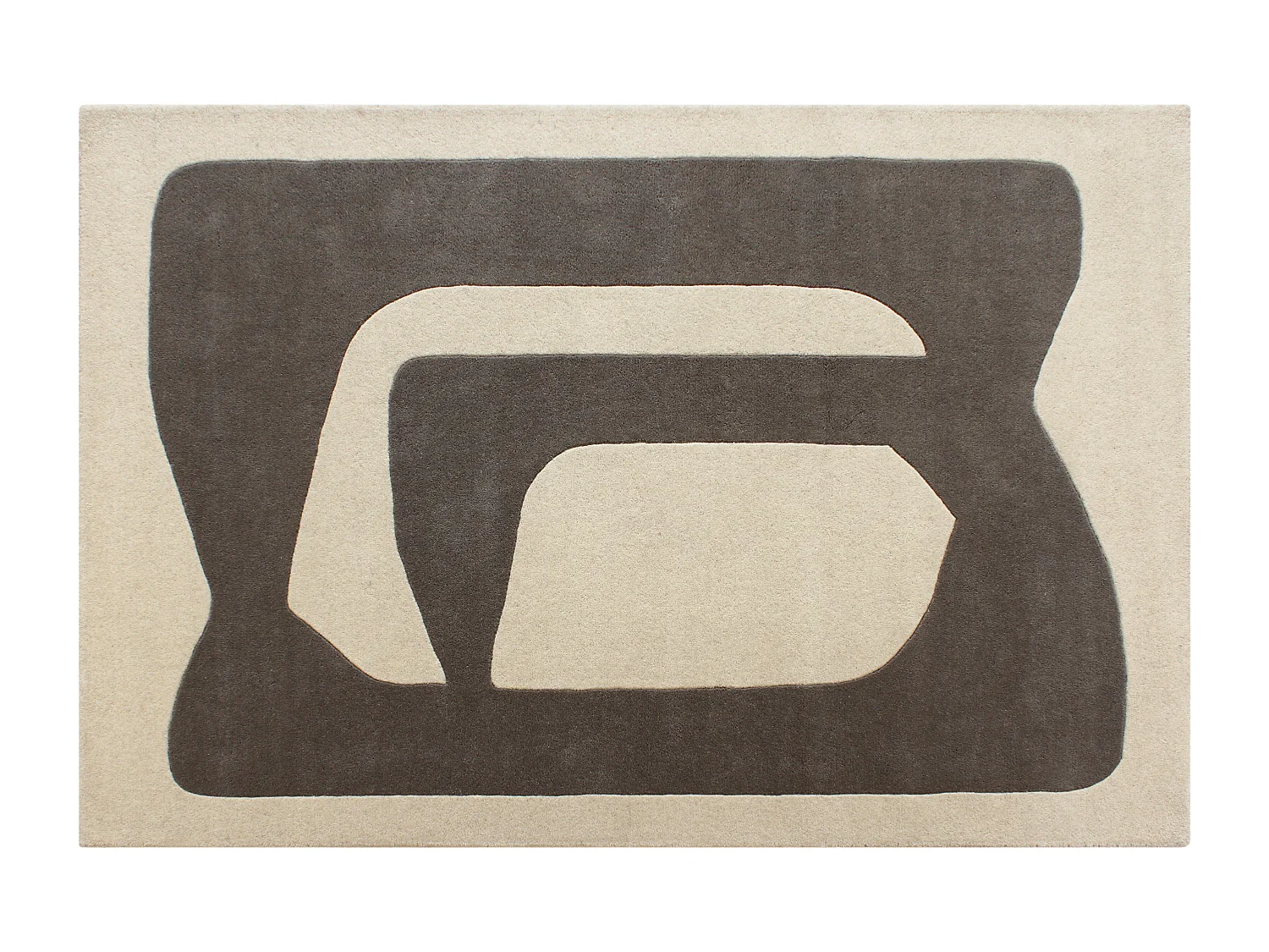 Tapis tufté 100% laine motifs abstraits - 200 x 290 cm - Gris et blanc - 2400g/m² - AVOLTO