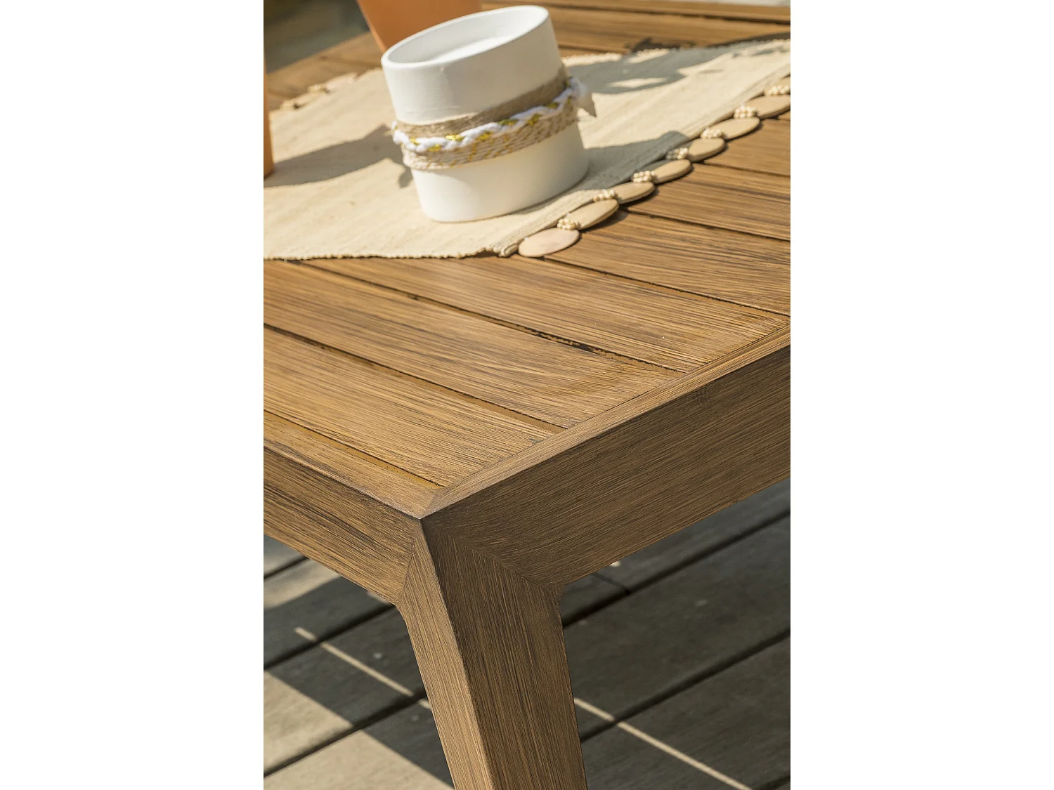 4-Sitzer-Gartenmöbel, Aluminium, Holzeffekt