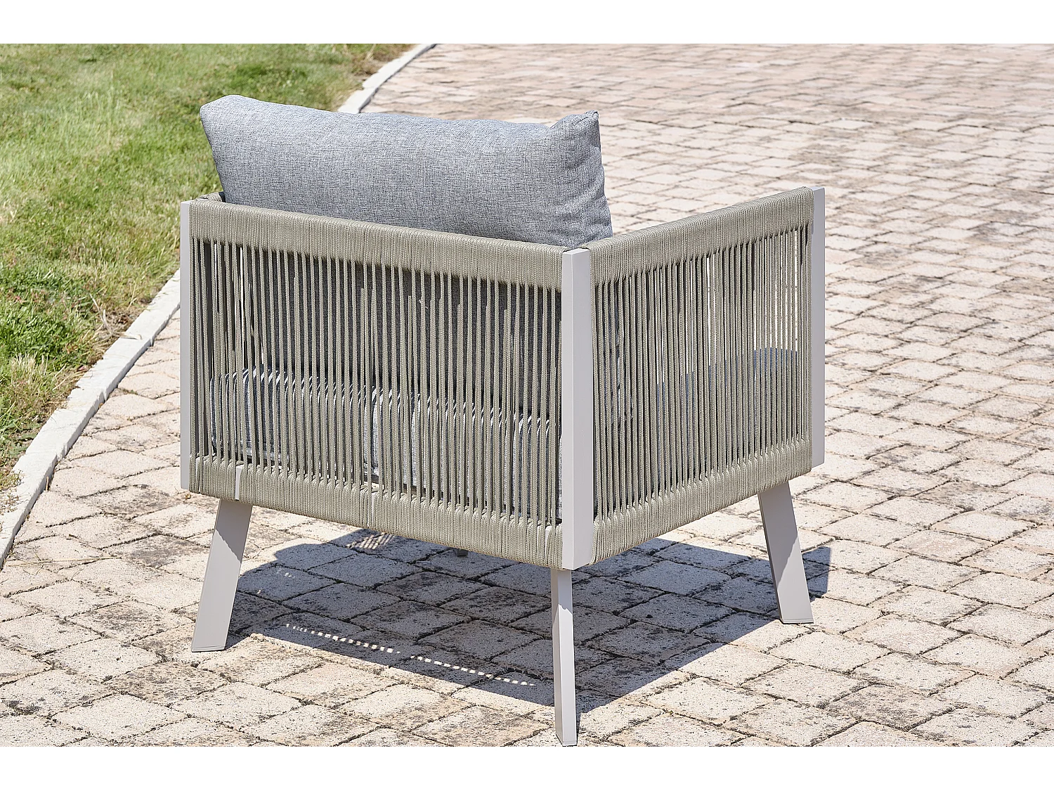 Conjunto de sofás de canto para jardim com 7 lugares em alumínio e corda