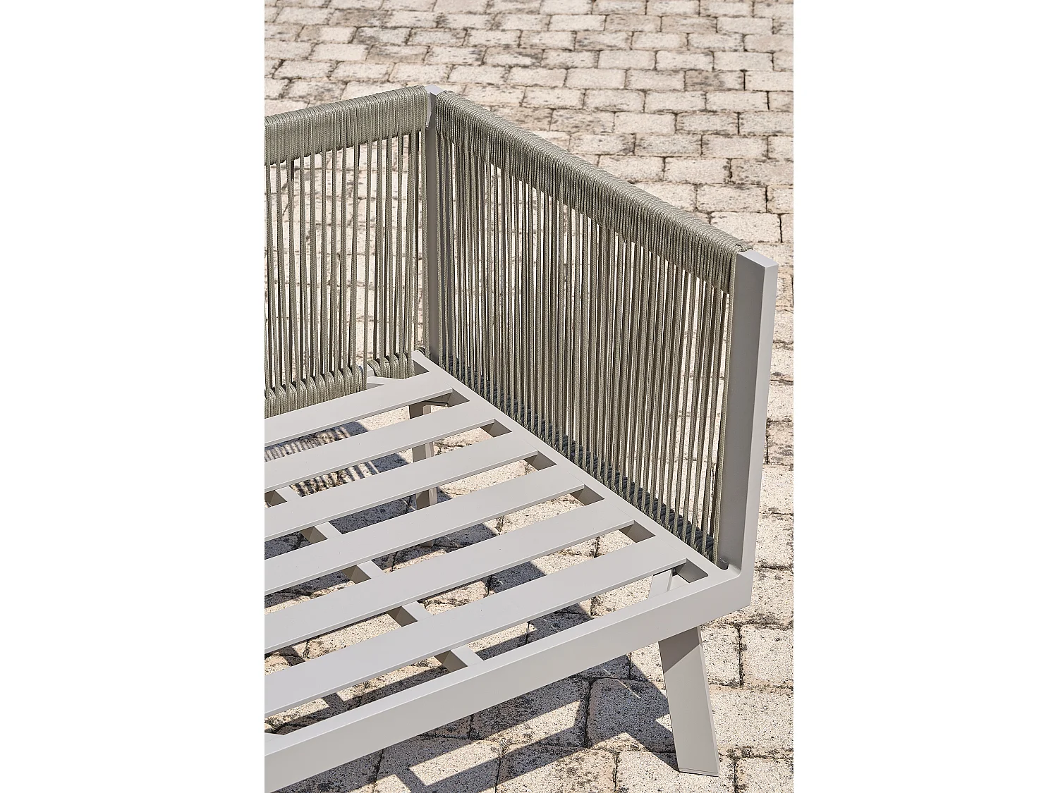 Conjunto de sofás de canto para jardim com 7 lugares em alumínio e corda