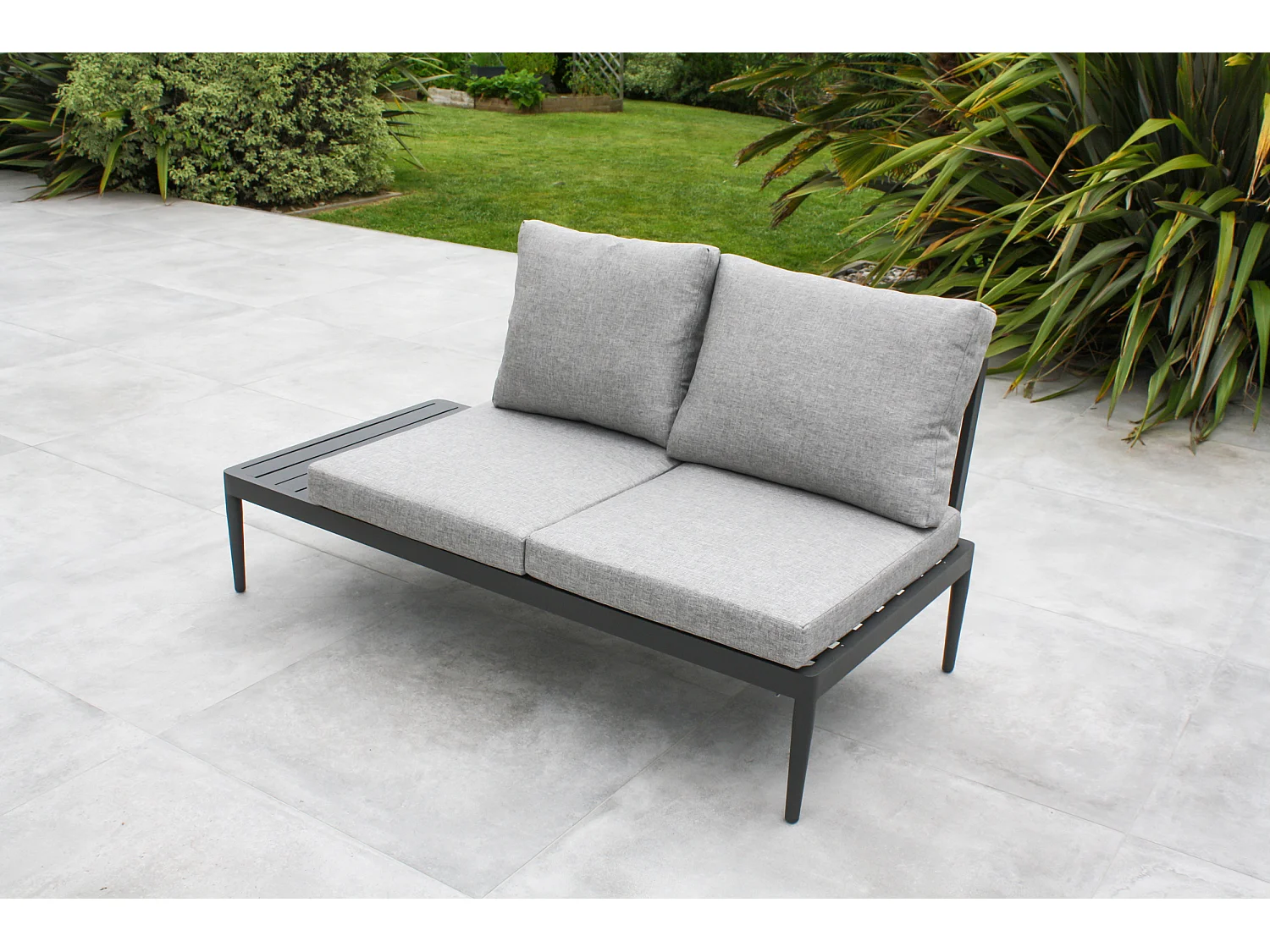 Salon de jardin d'angle 4 places en aluminium