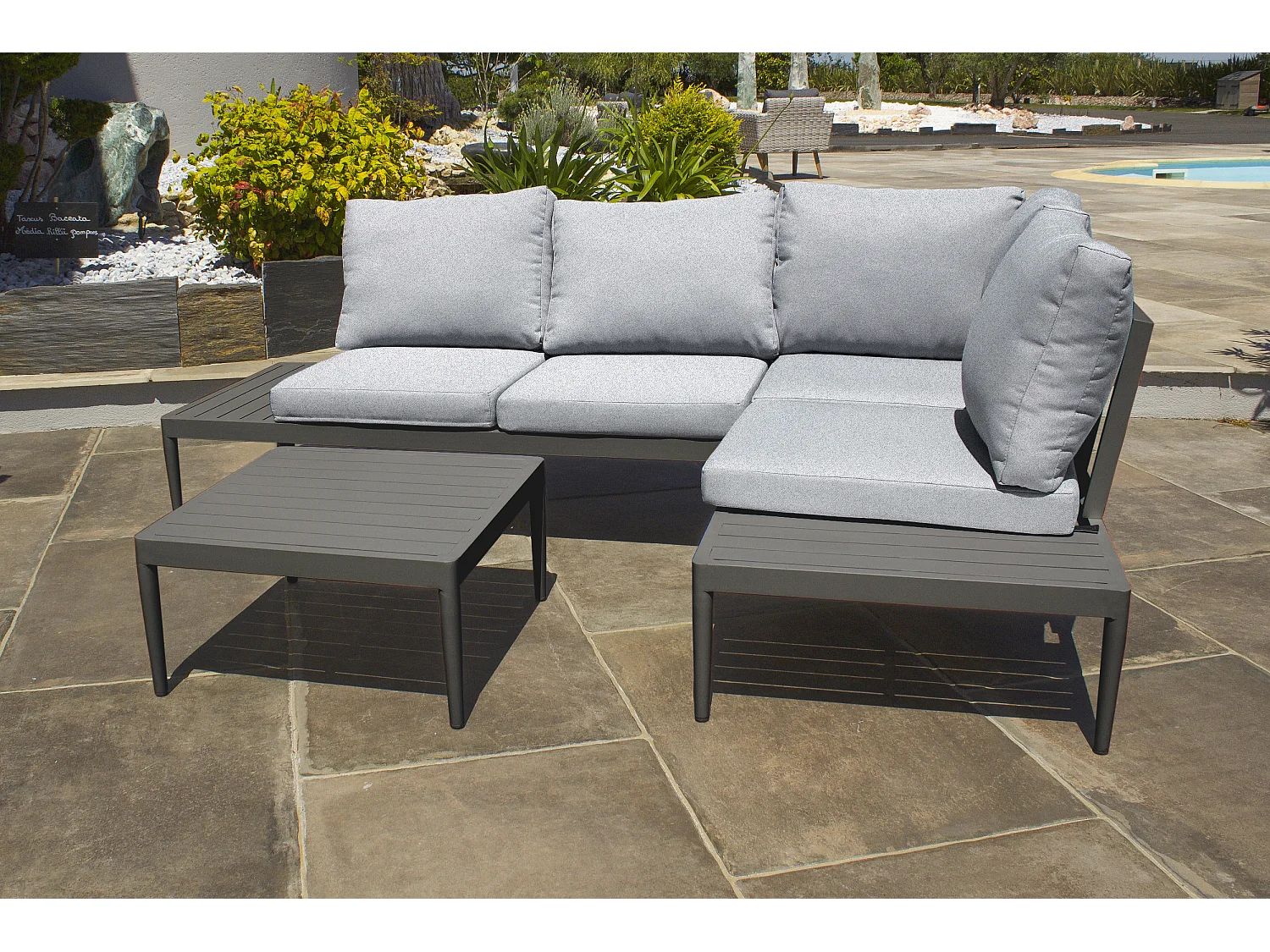 Salon de jardin d'angle 4 places en aluminium  - ANKARA