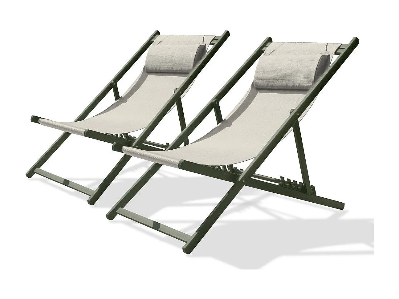 Lotto di 2 sedie a sdraio giardino plastificata e alluminio